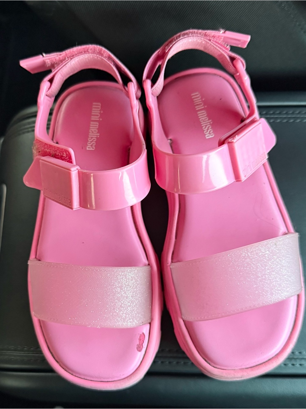 Mini Melissa Bright Pink Jelly Strap Sandals